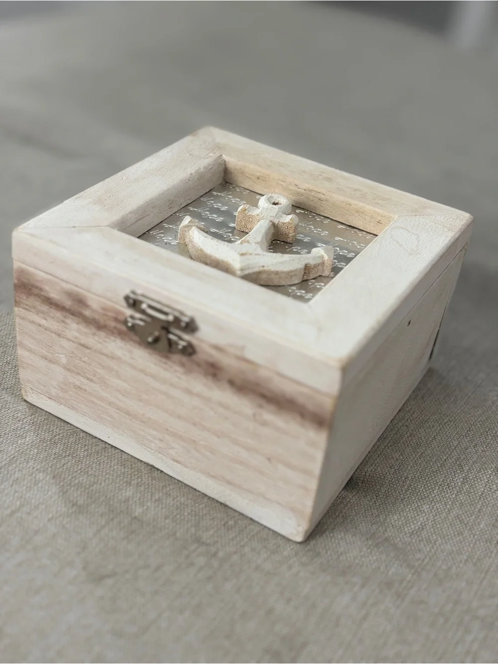 Wooden Anchor Jewelry Box Organizer - Whitewashed